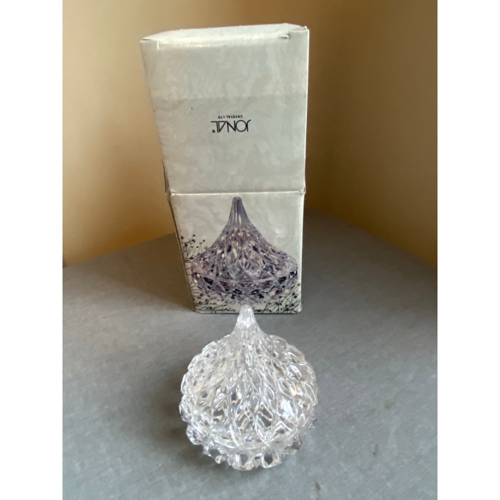 Jonal Lead Crystal Kiss Dish Trinket Jewelry Hershey's Box D1